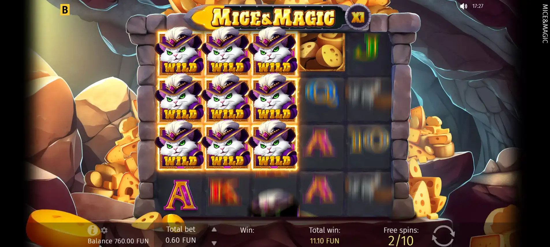 A gameplay image of bGaming's Mice & Magic Wonder Spin